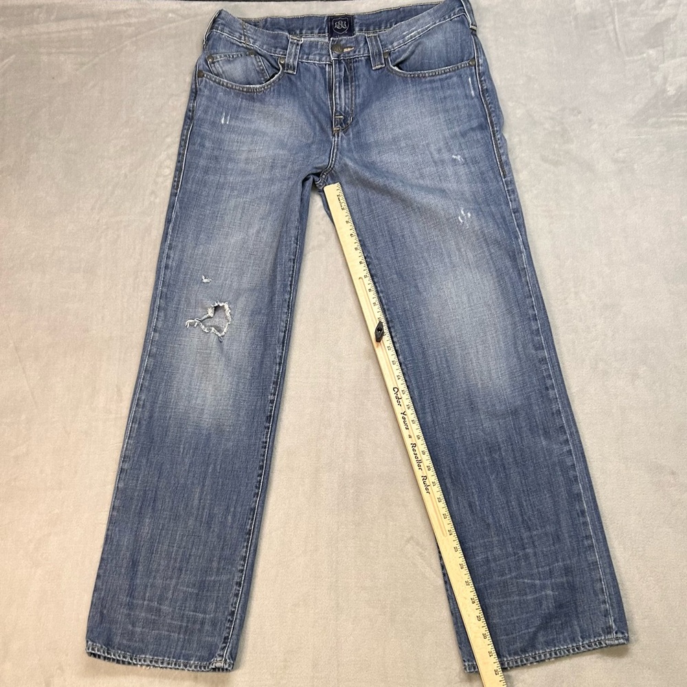 Rock And Republic Mens Straight Leg Distressed Blue Jeans 34 X 32 Y2K Grunge